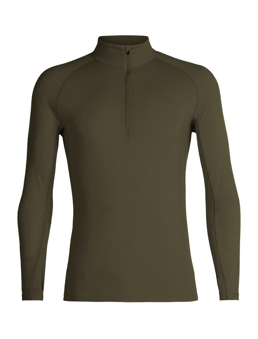 Base Layers Icebreaker BodyfitZone™ Merino 200 Zone Thermal Long Sleeve Half Zip Top Męskie Oliwkowe | PL 1612HAPK